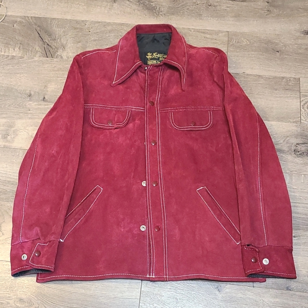 Men's Vintage Leather Suede Shirt Jacket Coat